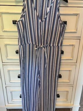 Anthropology Drew  Blue and White Stripe Romper Jumpsuit
